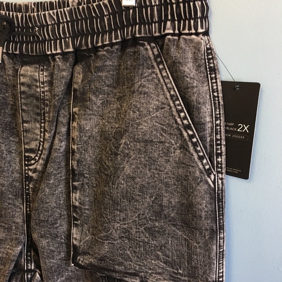 PLUS Size High Waist Jogger Jeans w/ Zipper Design on Leg Front - 2X - Picture 3 of 11